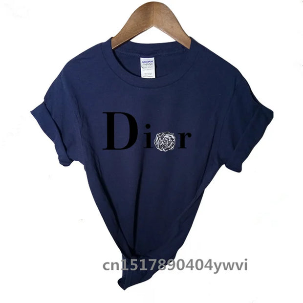 Women's casual printed loose T-shirt, spring and summer short sleeved minimalist top, 2024 fashionable clothing trend, women's t