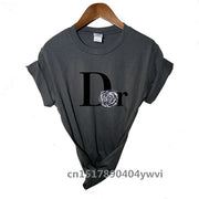 Women's casual printed loose T-shirt, spring and summer short sleeved minimalist top, 2024 fashionable clothing trend, women's t