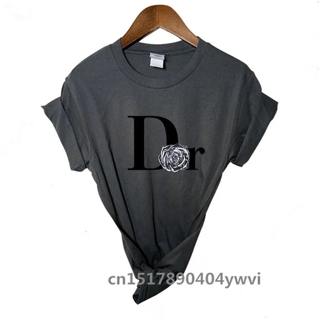 Women's casual printed loose T-shirt, spring and summer short sleeved minimalist top, 2024 fashionable clothing trend, women's t