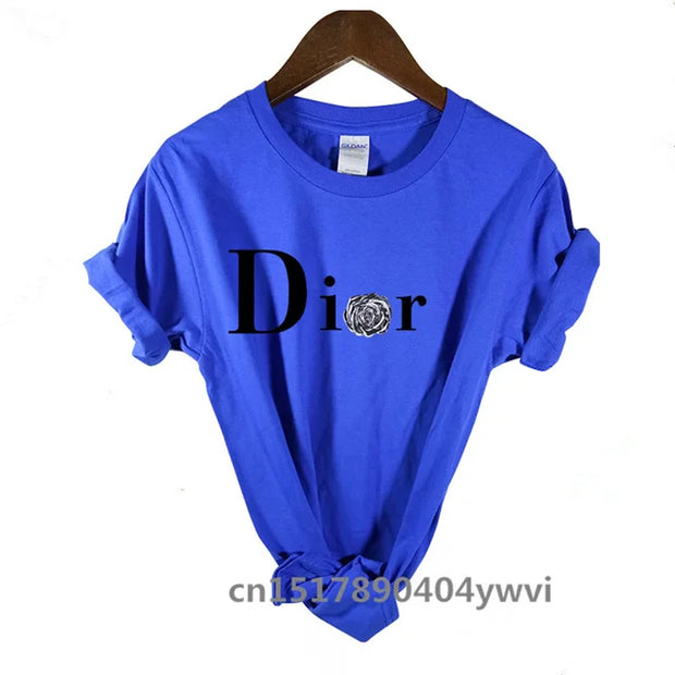 Women's casual printed loose T-shirt, spring and summer short sleeved minimalist top, 2024 fashionable clothing trend, women's t