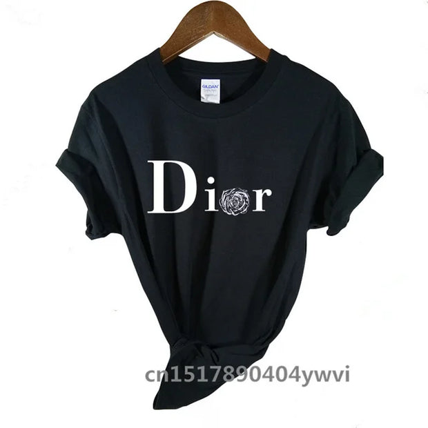 Women's casual printed loose T-shirt, spring and summer short sleeved minimalist top, 2024 fashionable clothing trend, women's t