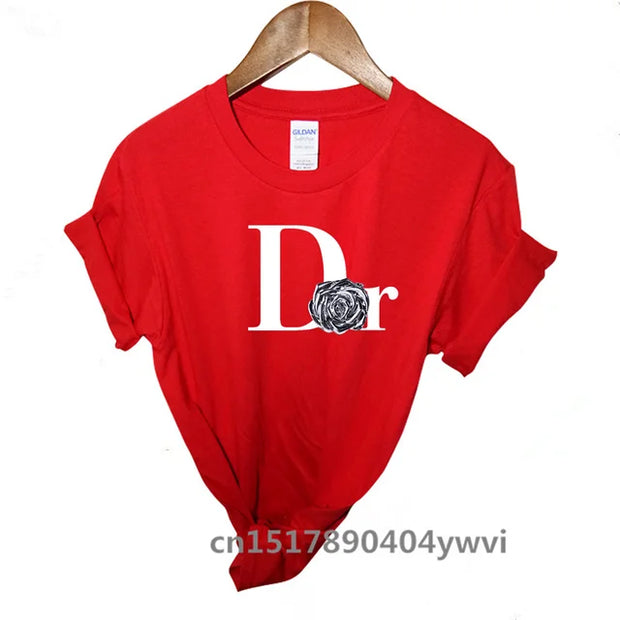 Women's casual printed loose T-shirt, spring and summer short sleeved minimalist top, 2024 fashionable clothing trend, women's t