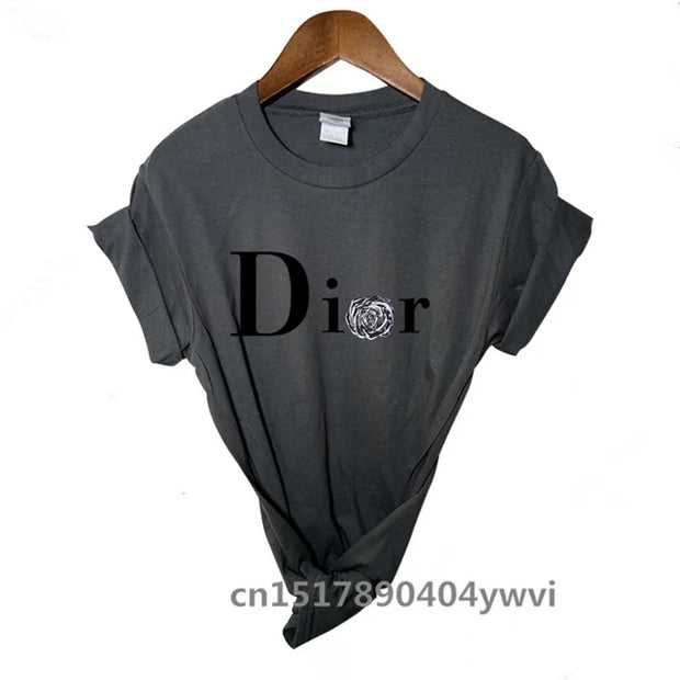 Women's casual printed loose T-shirt, spring and summer short sleeved minimalist top, 2024 fashionable clothing trend, women's t