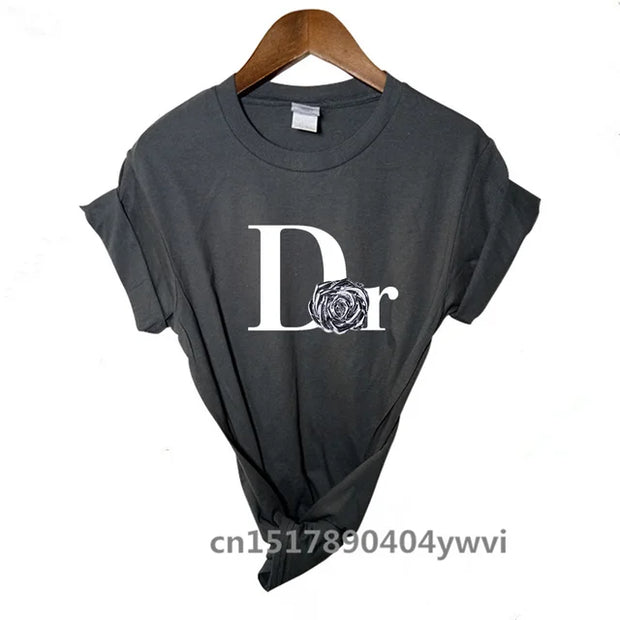 Women's casual printed loose T-shirt, spring and summer short sleeved minimalist top, 2024 fashionable clothing trend, women's t