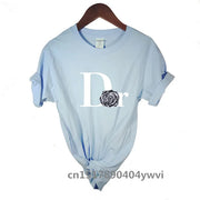 Women's casual printed loose T-shirt, spring and summer short sleeved minimalist top, 2024 fashionable clothing trend, women's t
