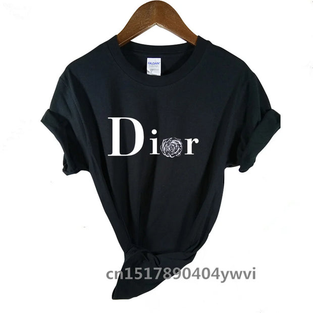 Women's casual printed loose T-shirt, spring and summer short sleeved minimalist top, 2024 fashionable clothing trend, women's t