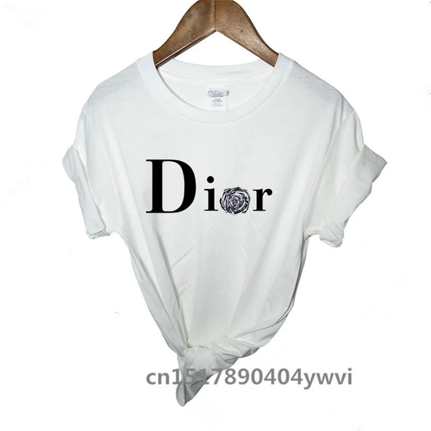 Women's casual printed loose T-shirt, spring and summer short sleeved minimalist top, 2024 fashionable clothing trend, women's t