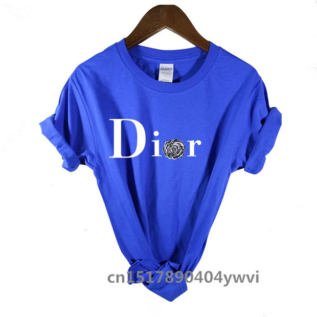 Women's casual printed loose T-shirt, spring and summer short sleeved minimalist top, 2024 fashionable clothing trend, women's t