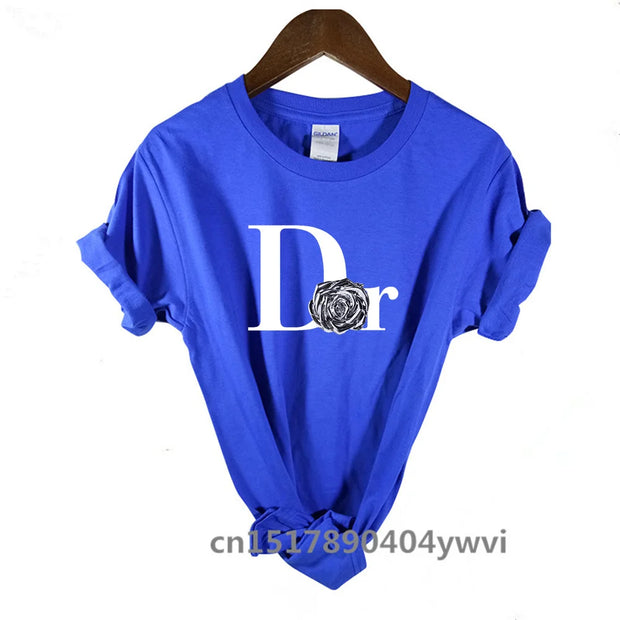 Women's casual printed loose T-shirt, spring and summer short sleeved minimalist top, 2024 fashionable clothing trend, women's t