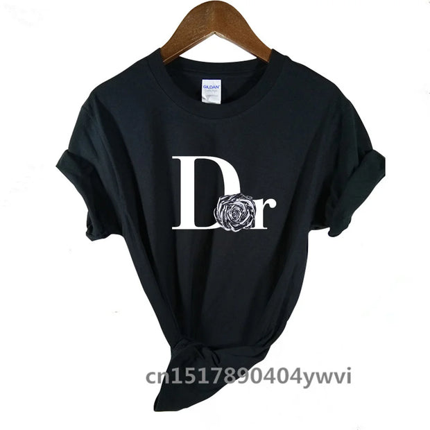 Women's casual printed loose T-shirt, spring and summer short sleeved minimalist top, 2024 fashionable clothing trend, women's t